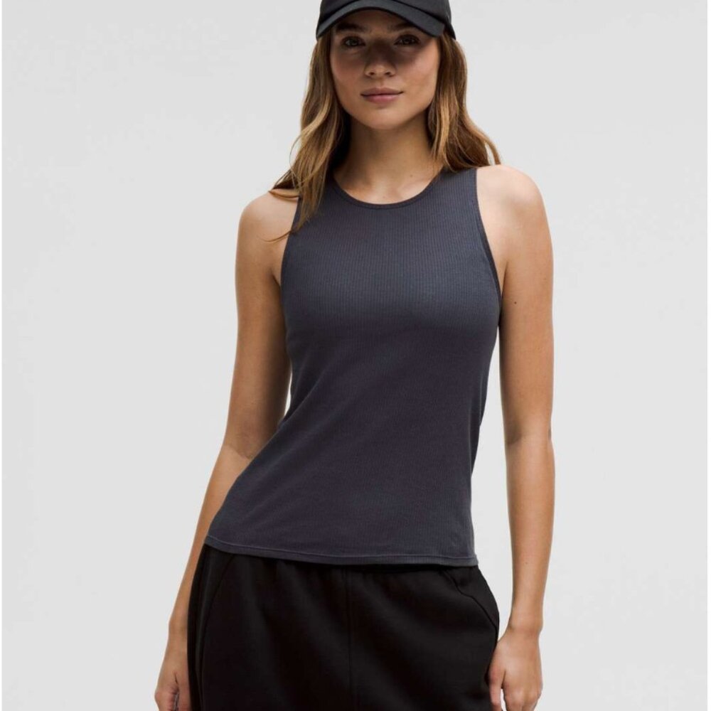 Lululemon Sheer Cotton Ribbed Tank Top Black Night